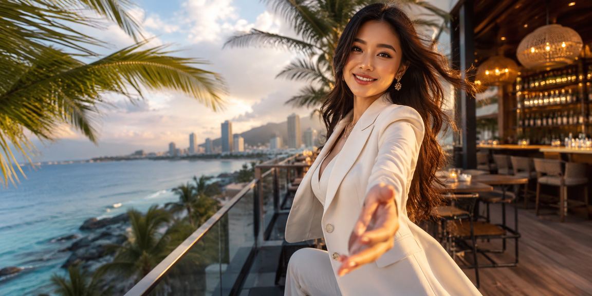 Bãi biển Nha Trang về đêm với ánh đèn lấp lánh — khung cảnh nghỉ dưỡng và giải trí